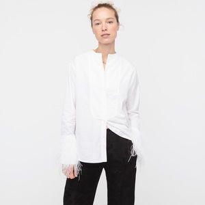 NWT JCrew Thomas Mason tuxedo shirt with feather cuffs